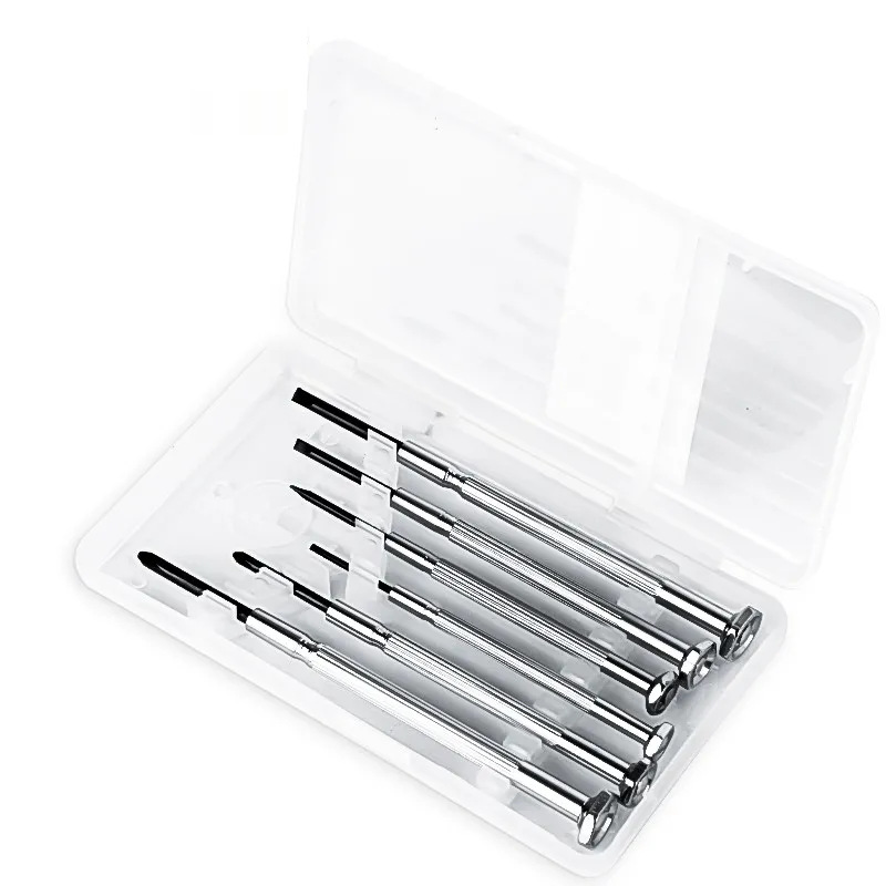 供应6件套钟表螺丝批钟表螺丝刀精密批透明PP盒款,防碎款