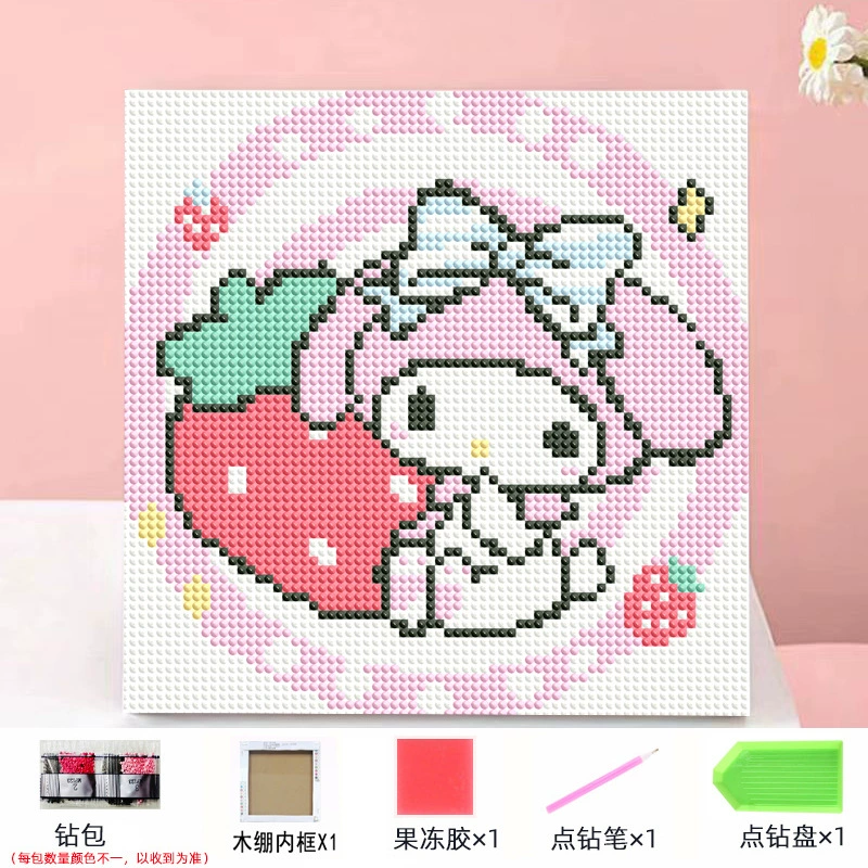 Набор алмазной мозаики DIY Kuromi и мультфильмы 20×20 см, рамка-наклейка, детское творчество