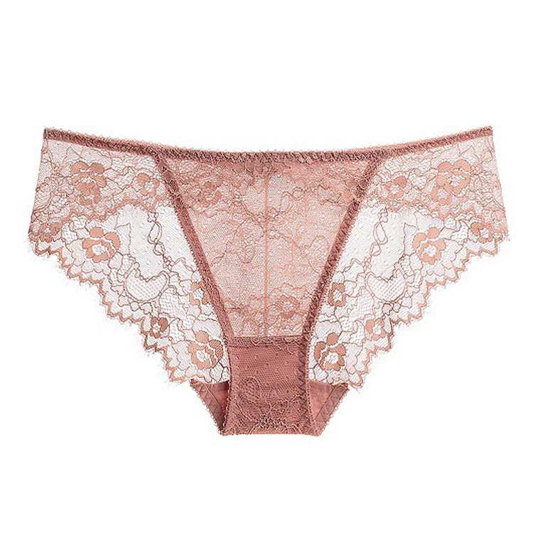 Ropa interior de mujer de comercio exterior sexy encaje transparente tentación calzoncillos transfronterizos de cintura baja ultrafina con cadera pantalones huecos