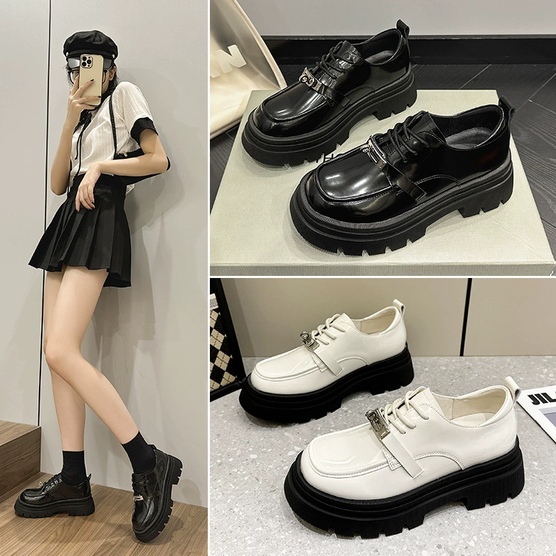 Женские лоферы 2024, новая модель, с пряжкой, без застежки, удобные кожаные туфли из натуральной кожи, увеличивающие рост, в стиле Мэри Джейн, для школьной формы, комфортные