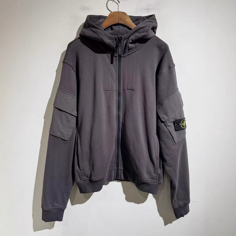 Aw Autumn and Winter New Velvet Hooded Cardigan Silhouette Short Sweatshirt Jacket Trendy Fashion Casual Workwear Sports Jacket