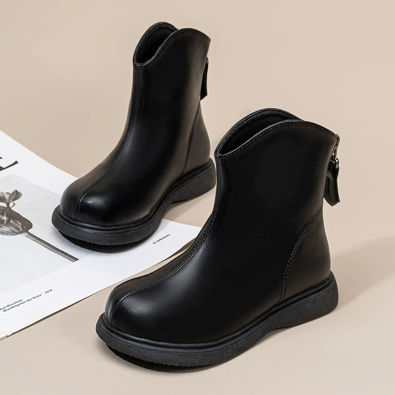 Детские ботинки для девочек, осень-зима 2025, новый британский стиль, мягкая кожаная подошва, короткие ботинки в стиле принцессы для маленьких девочек