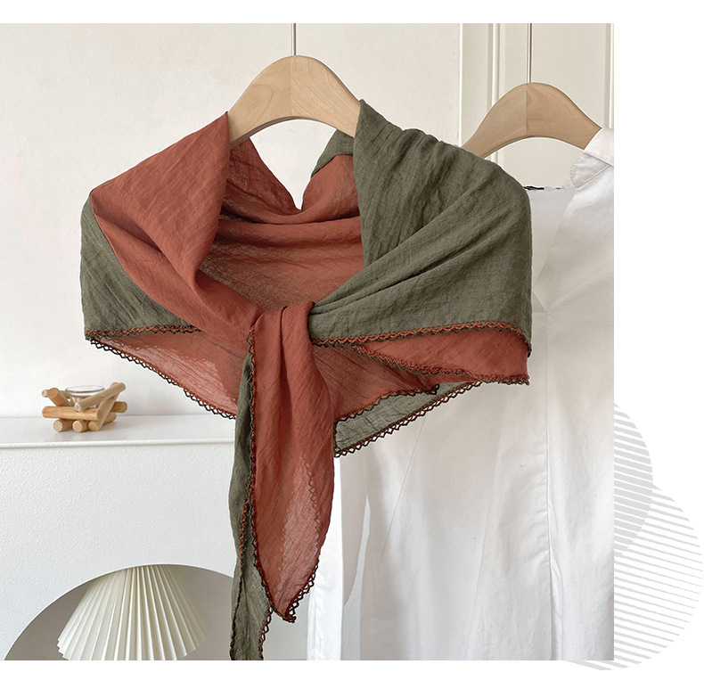 Femmes Style Simple Bloc De Couleur Coton Et Lin Foulard display picture 2
