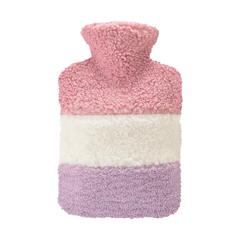 Lescher bolsa de agua caliente inyección de agua hogar a prueba de explosiones de tres colores cubierta de tela de felpa gran riego PVC bolso caliente al por mayor