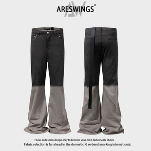 ARESWINGS American Style Retro New Gradient Jeans Men's Autumn Fashion Strap Design Sense Micro-flared Pants