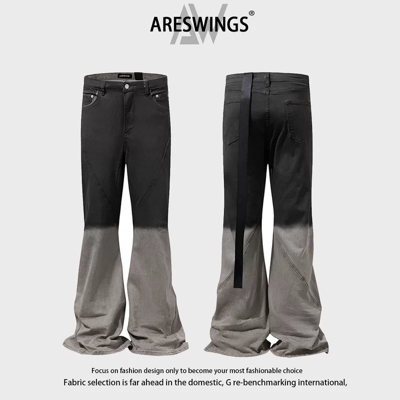 ARЕSWINGS ретро демисезонные джинсы, пояс трендового дизайна, расклешённые брюки, американский стиль, новая коллекция, градиент, тренд сезона