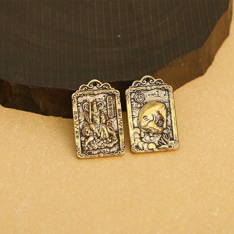 Daji Brass General Zhao Gongming Zodiac Brand Creative Keychain Pendant Metal Hanging Wholesale God of Wealth Tagcard