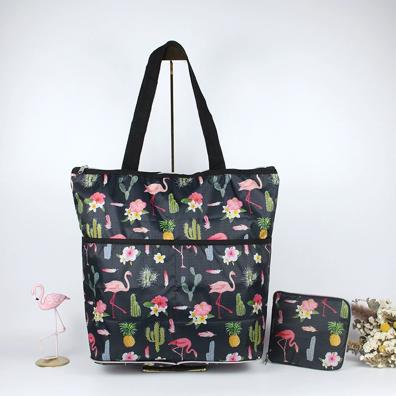 М compressed cartoon folding handheld shopping bag, вместительная льняная сумка, ткань оксфорд, корейский стиль