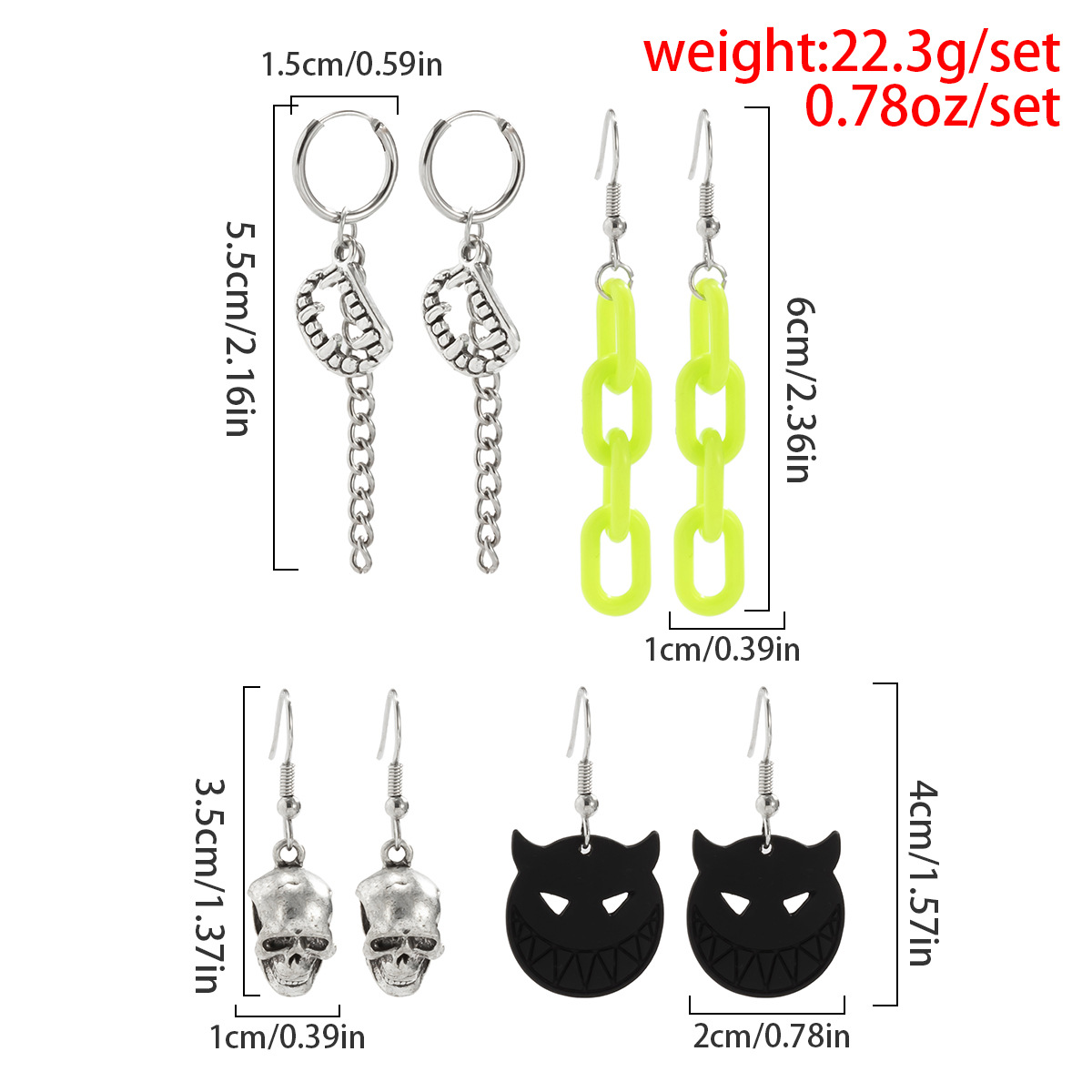 Boucles D&#39;oreilles D&#39;halloween Creuses Géométriques Crâne Punk En Gros Nihaojewelry display picture 9