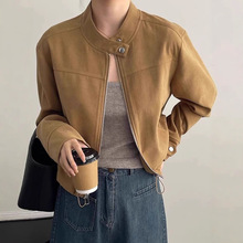 美式复古立领小香风外套女休闲帅气BF风夹克机车服上衣