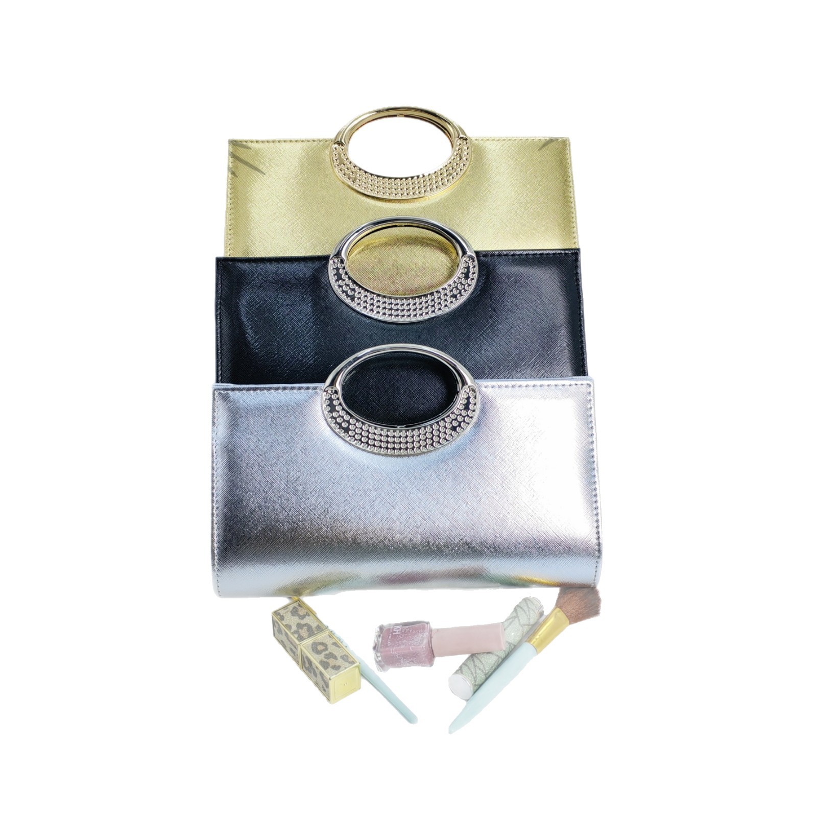 2025 New Glossy Leather Diamond-Encrusted Women's Evening Bag Fashion Crossbody Bag Luxury Clutch Bridal Bag - Thumbnail 5
