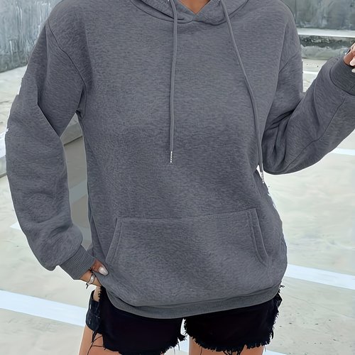 【Cross-border Euro Code】New Loose Plain Hooded Sweatshirt for Export with Fleece Pure Color Spring and Autumn Trend Brand Hoodie