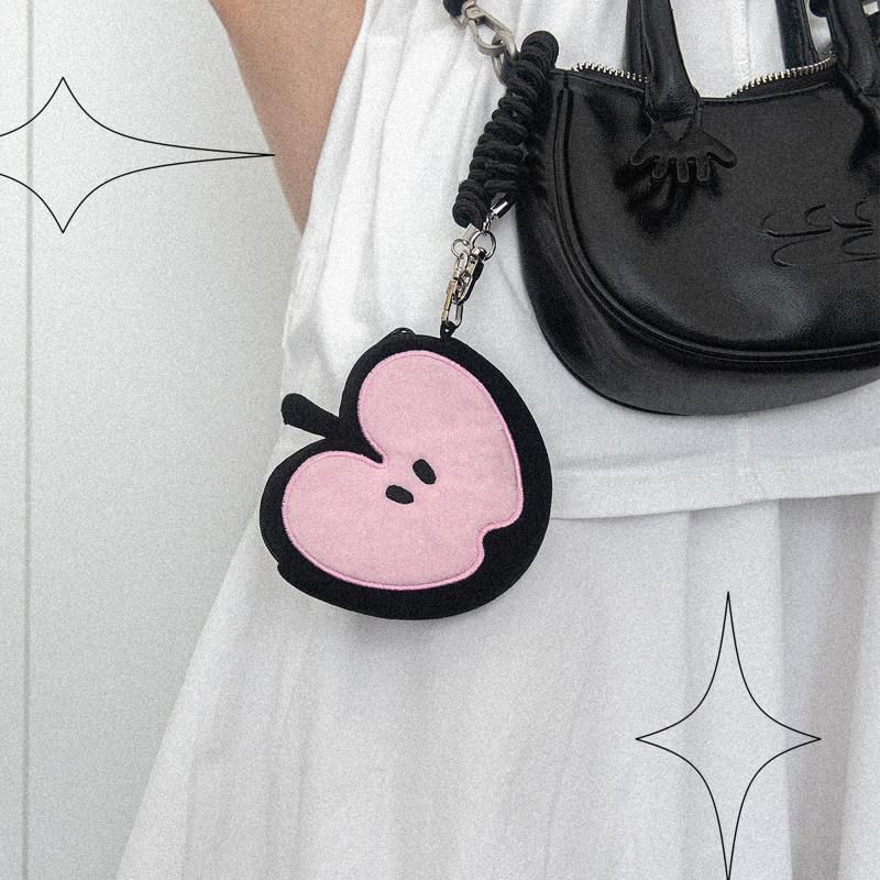 Cute Ins-Style Coin Purse Pendant, Apple Pink Earphone Case, Keychain, Plush Toy, High Aesthetic Value, Portable