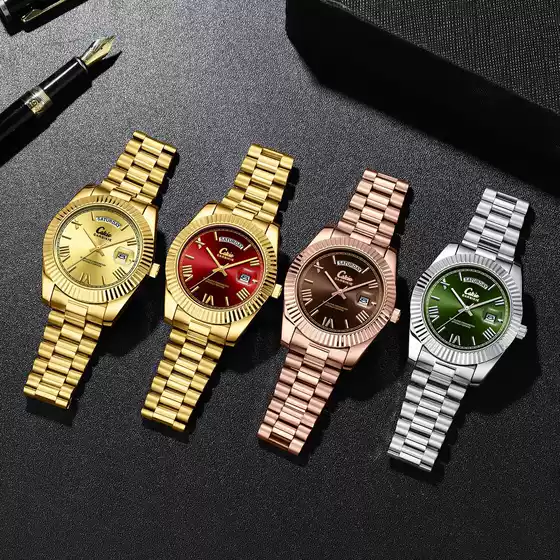 Alloy Calendar Roman Numeral Dial Quartz Watch Business Style Men's Watch Large Dial