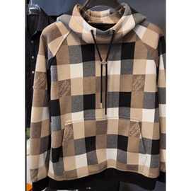 休闲格子连帽男士小众时尚潮流潮牌卫衣长袖秋冬季韩版宽松百搭