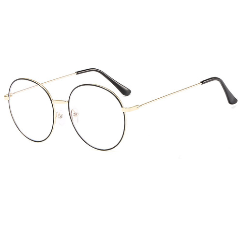 New anti-blue light flat mirror men's round frame metal myopia glasses frame women's fashion trend retro manufacturer wholesale