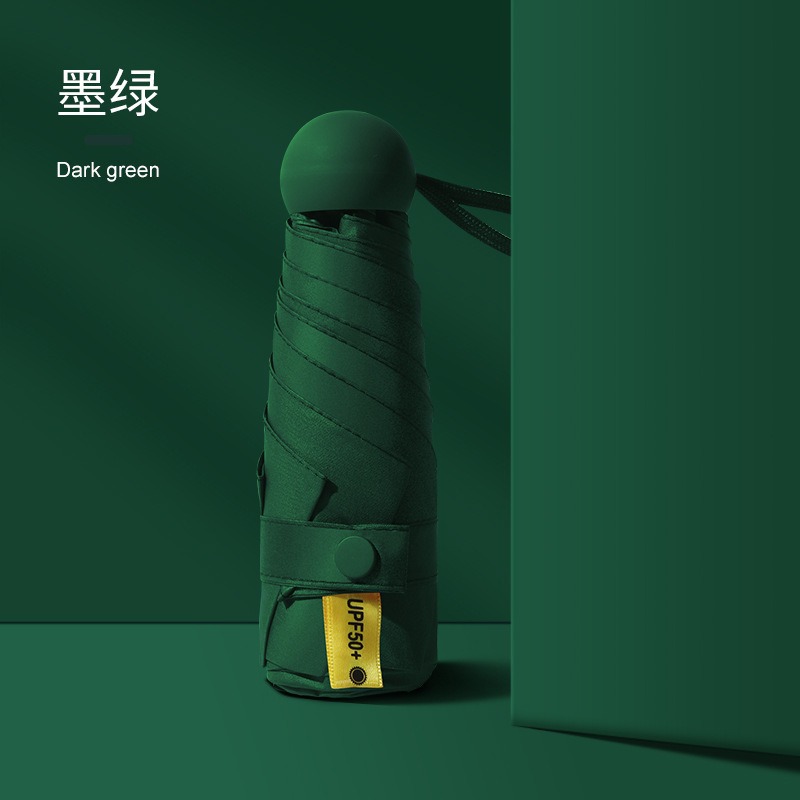 Cápsula paraguas protección solar Protección UV paraguas reforzado de ocho huesos paraguas cinco veces pequeña sombrilla portátil