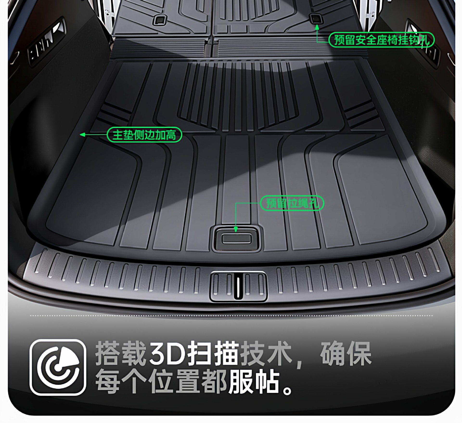Suitable for Ideal I6/L6/L7/I8/L9/L8 Front and Rear Trunk Mats, Tpe Car-Specific Integrated Trunk Mat