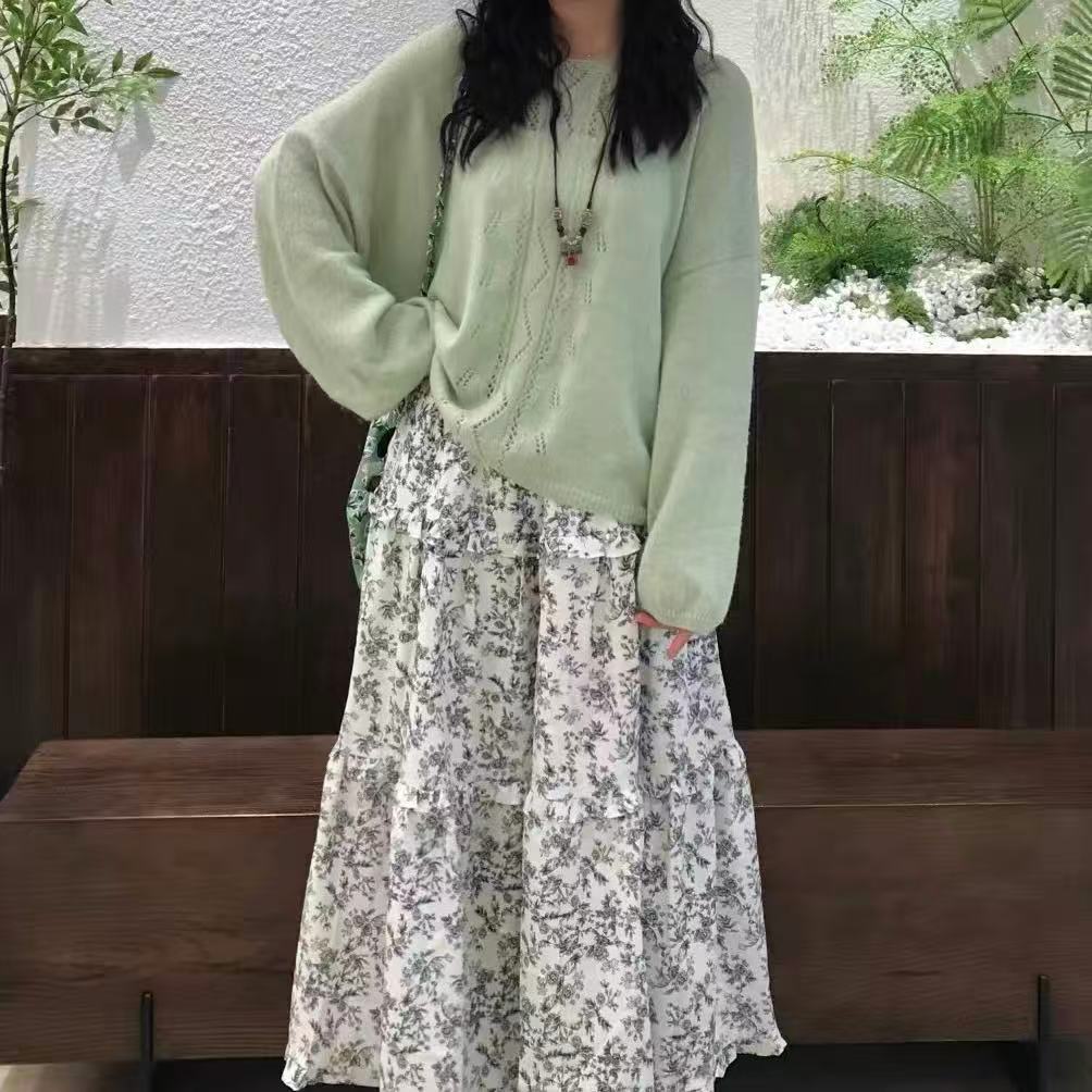 韩系慵懒风马海毛镂空毛衣女春夏秋新款超好看温柔气质针织上衣薄