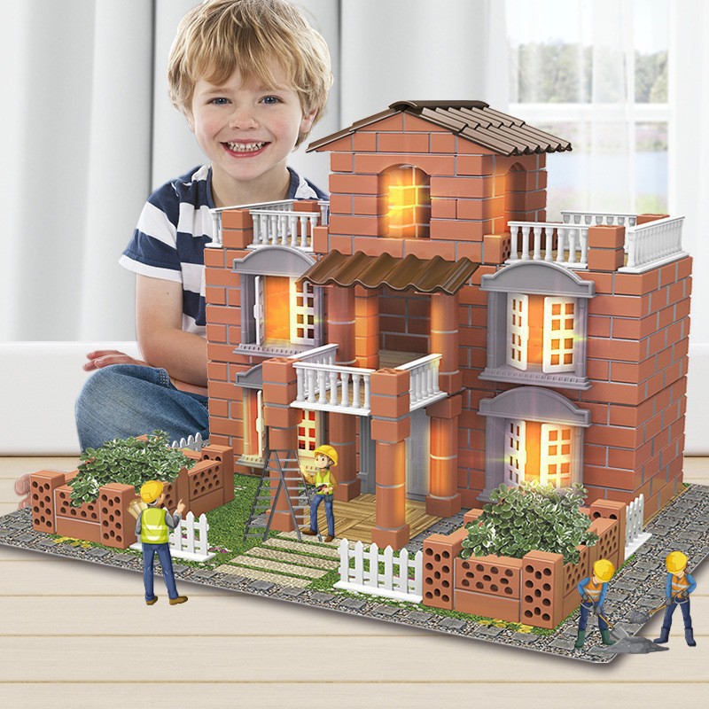Children's Toys Children's Toys Magic Skills Craftsmanship Little Bricklayer DIY House Building Simulation Bricks