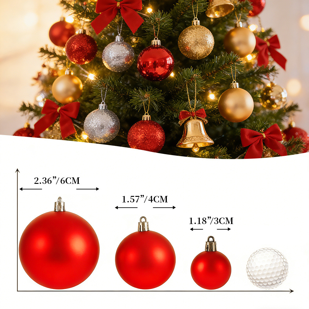 Creativo 24 cubos bola de Navidad regalo de Navidad colgante de decoración de bola pe bola de polvo mate de plástico al por mayor