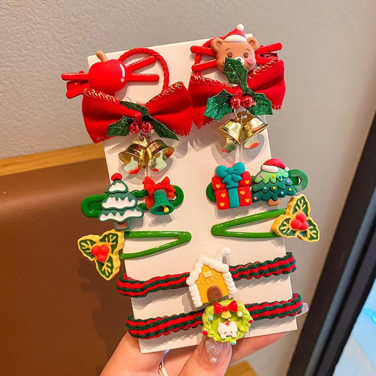 Tocado de Navidad para niños niñas dulce decoración de vacaciones rendimiento horquilla traje cuerno horquilla niña clip