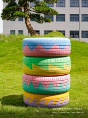幼稚園カラータイヤラックゴムリング創造的な大小廃棄物植木鉢屋外遊び小道具感覚トレーニング子供