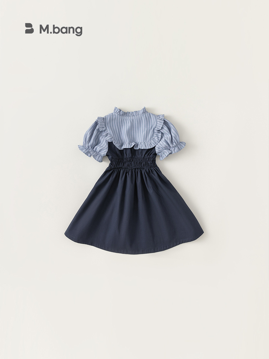 Youbao Children 's Clothing Girls Line Clothing Summer Academy style children' s fake two shirt dress Short Sleeve baby falda