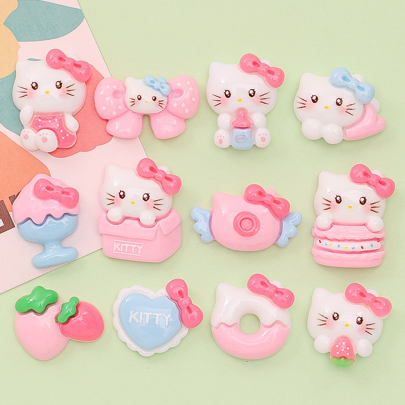 Cute cat donut camera diy Cream Gel phone case hair accessories water cup stickers resin accessories wholesale