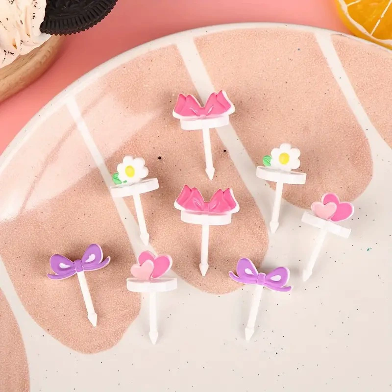 Симпатичные японские и корейские фруктовые зубочистки мини-фруктовая вилка бантик любящие детские украшения бенто