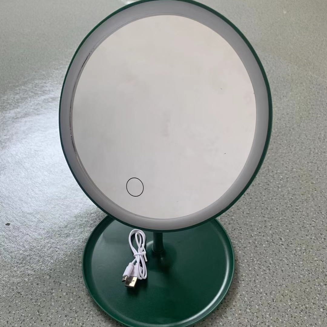 Fábrica al por mayor Douyin Internet rojo LED espejo de maquillaje espejo de belleza de escritorio espejo de maquillaje portátil plegable en nombre del cabello