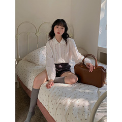 [Wu Mai's Autumn] Ge Ming フレンチドールカラーシャツ秋新作レトロレーストップス女性用 Y1122F