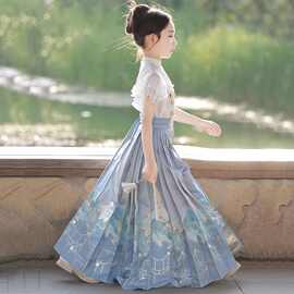 女童马面裙夏秋季套装新款儿童中国古风汉服半身裙小女孩明制唐装
