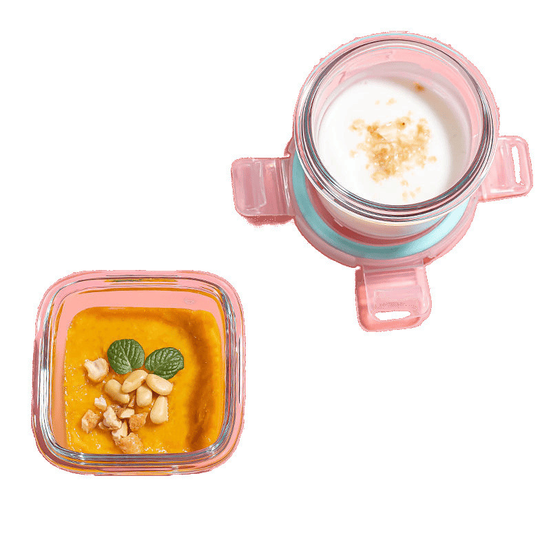 離乳食ボウル、耐熱ガラス製離乳食ボックス、ベビー用小型弁当箱、スナック保存箱、蒸し・電子レンジ対応|undefined