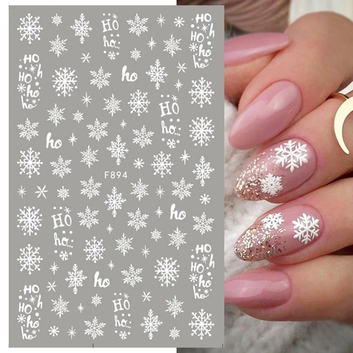 Winter Snowflake New Nail Art Stickers White Snowflake Christmas New Year Adhesive Manicure Stickers Wholesalenail