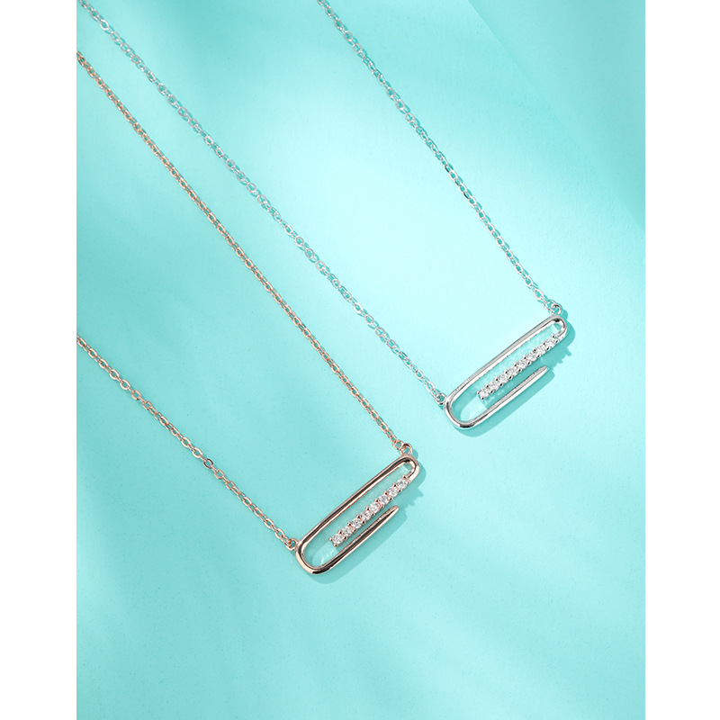 925 plata esterlina collar de alfiler geométrico para mujeres lujo ligero nicho de diseño clavícula de alta sensación 2024 nuevo collar