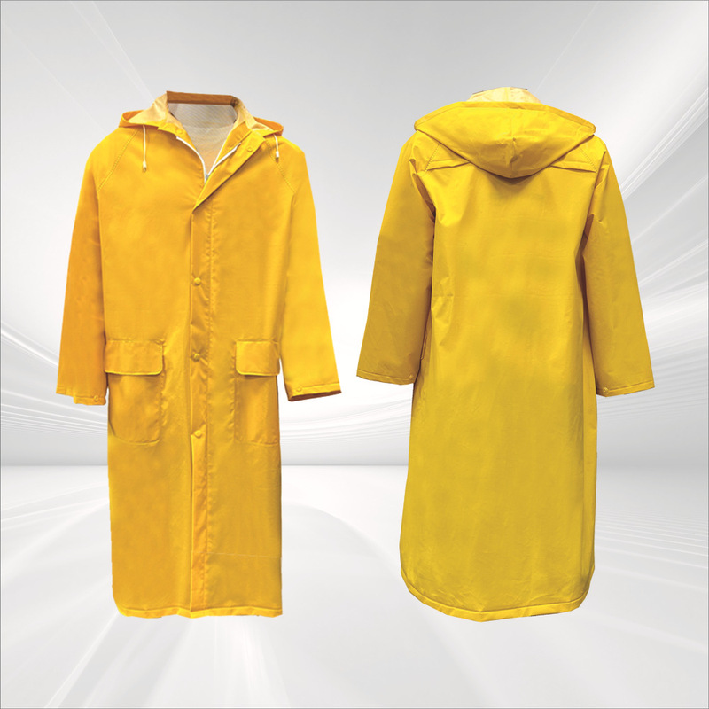 Hooded Long Raincoat with 3 Breathable Holes on the Back, Exported to Saudi Arabia and the Middle East, Yellow Pvc Single Patch Large Flap Pocket Pants Waterproof Raincoat Hooded Long Raincoat with 3 Breathable Holes on the Back, Exported to Saudi Arabia and the Middle East, Yellow Pvc Single Patch Large Flap Pocket Pants Waterproof Raincoat