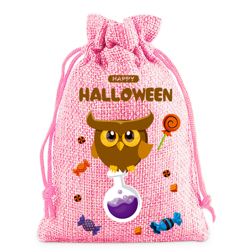 2025 新ハロウィンリネン巾着ポケット巾着収納袋誕生日パーティー子供のギフトバッグキャンディーバッグ|undefined