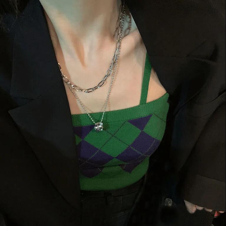 Collier double rang pour femme, design original et sophistiqué, style pull, collection tendance 2026_voghion.com
