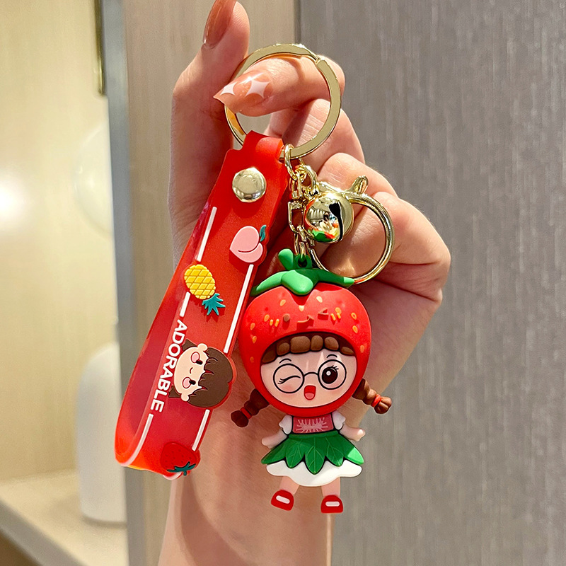 Chica de fruta de dibujos animados creativos bolsas de llaves para automóviles pequeños colgantes de moda regalos al por mayor