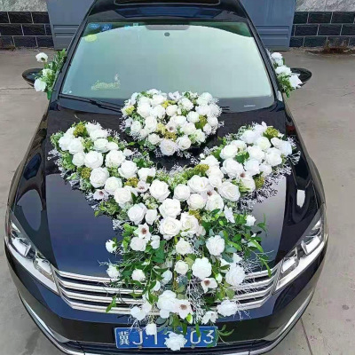 主婚车装饰车头花全套布置套装仿真花结婚车队头车花用品