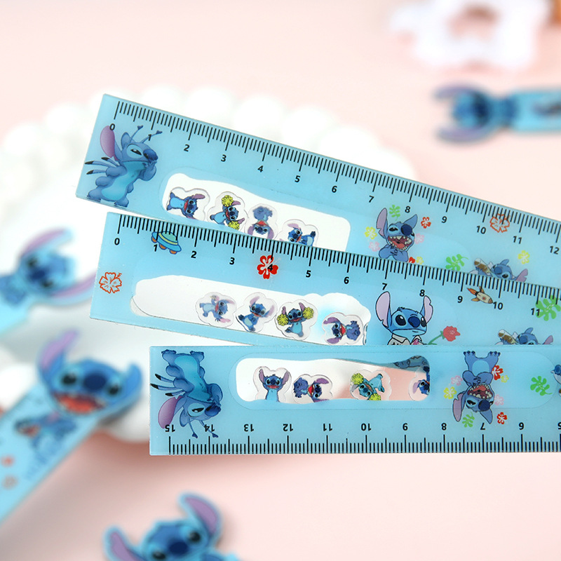 Sacudiendo de dibujos animados regla acrílica de alto valor marca azul pequeña regla de 15cm material de papelería de aprendizaje para estudiantes de primaria