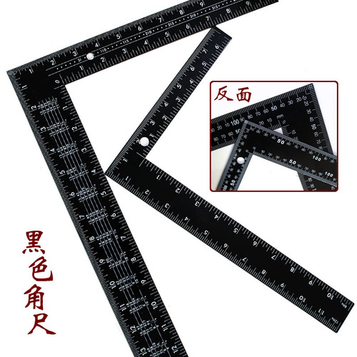 Black Angle Ruler L-Shaped Measuring Tool 90-Degree Woodworking Trim Ruler