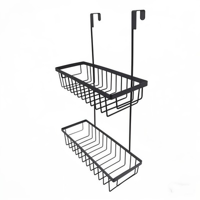 卫浴双层挂钩壁挂架洗漱用品收纳置物架铁艺免打孔门后挂篮