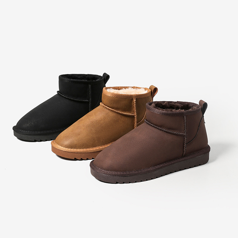 Snow boots Snow boots women's short ankle boots with wool thickened for warmth and waterproof_voghion.com