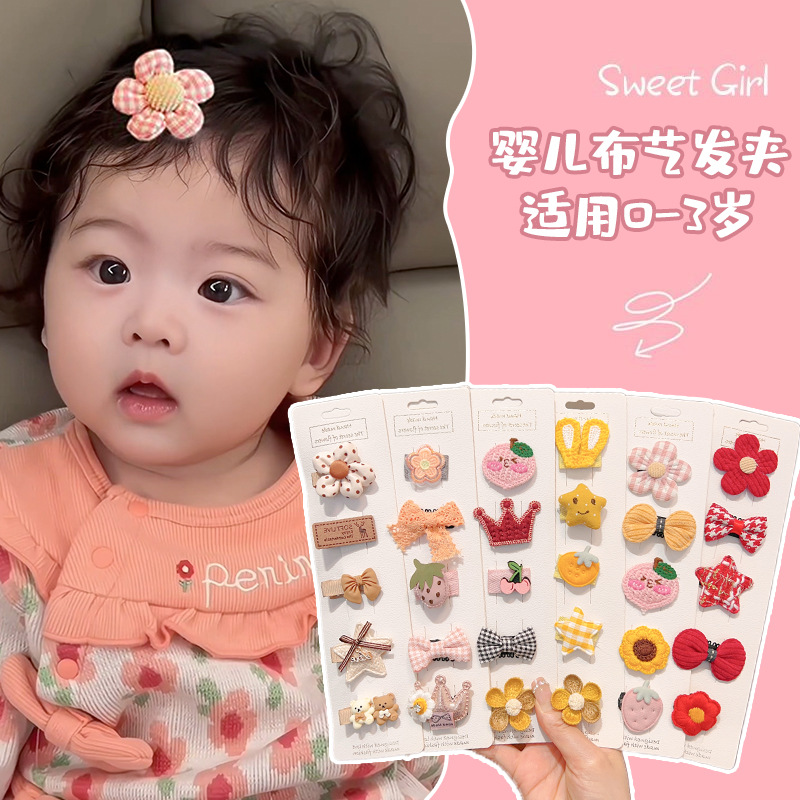 Niños lindos clips de pelo de sudor, clips de pelo de tela para bebés, clips de pelo de bordes laterales, clips de pelo fetal para bebés que no lastimen clips de pelo