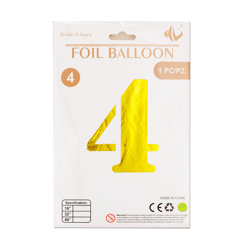 Tarjeta de papel digital de 40 pulgadas, embalaje independiente, película de aluminio, edición de tapa dura 0-9, decoración de fiesta grande, globos de papel de aluminio decorativos