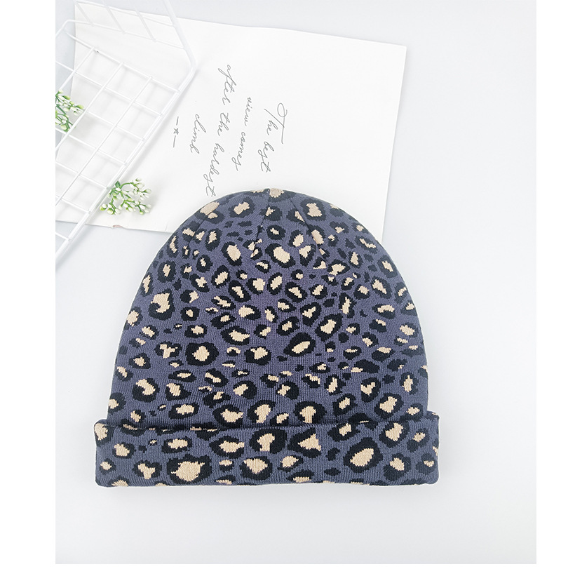 Fashion Winter Leopard Knit Hats Woolen Hat Casual Double Layer Warmth Cap display picture 6