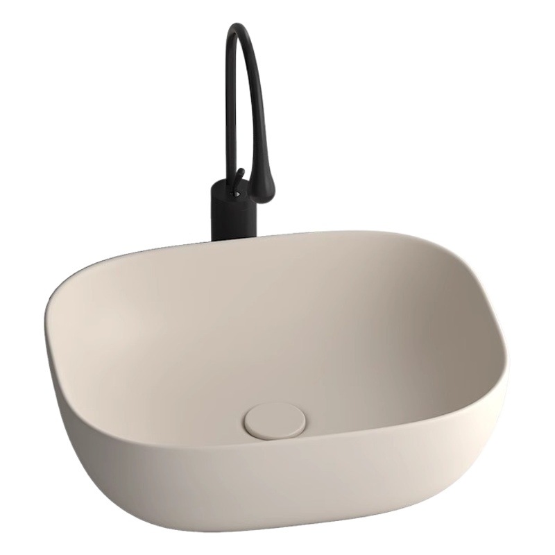 Creative personality new ceramic table basin matte cream style balcony bathroom Oval wash basin