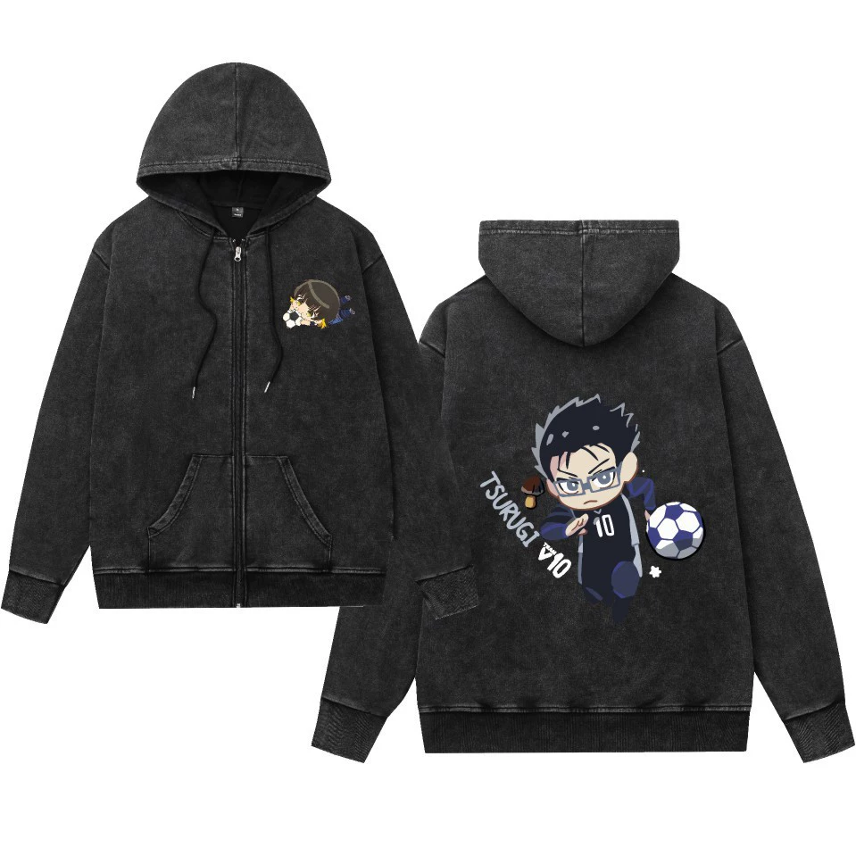 Амазонка новая моющаяся застежка-молния свитера синий тюремный принт повседневная свободная мужская и женская пара свитера